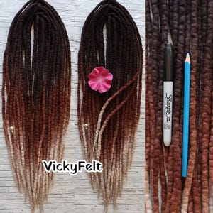 Brown Wool Dreads extensions Ombre Dreadlocks Double Ended 15 DE to full set 14" to 32" Super soft set - Bitter Cocoa