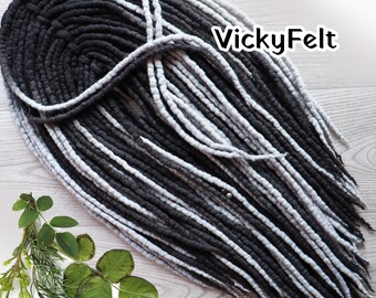 Black Wool Dreads: Dreadlocks Extensions Ombre Gray Double Ended Dreads