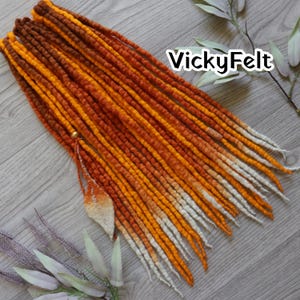 Merino Wool Dreadlocks Extensions: Red Fox & Bright Orange Ombre Dreads