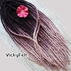 Wool Dreads 15 DE to full set Dreadlocks Extensions Double ended &quot;Blueberry&quot;