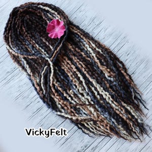 Wool dreads,  Single Ended Dreadlock Extensions, wool locks Brown, 10 SE - full set, Hawk
