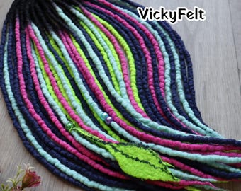 Wool dreads extensions, Neon Double ended Dreadlocks, 20 DE - Full Set, braid in dreads