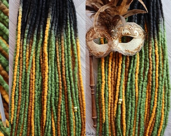 Wool Dreads extensions Set "Earth" 15 DE to Full set Double Ended Dreadlock Ombre , 14 to 32 inches Brown roots possible