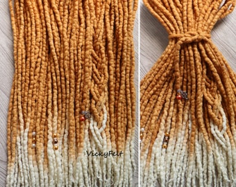Wolle für Dreads 35 DE Dreadlocks Verlängerungen 45-55 cm Ombre doppelendig ""Caramel"" sofort versandfertig aus Europa."
