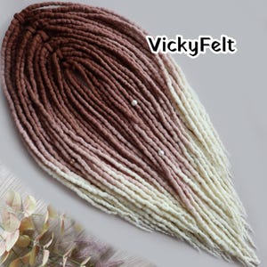Wool Dreads Ombre Brown to White Dreadlocks double ended 15 DE to full set wool extensions Short Medium Long