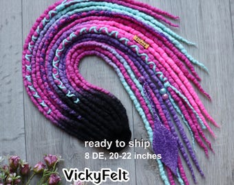 Neon Wool Dreadlock Ponytail, Hair Tie, Ponytail Dreads, One Available, UV Halloween