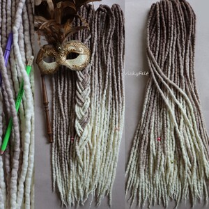 Ashy brown wool dreads extensions Dreadlocks Full Set 15 to 60 pcs OMBRE 14 to 32 inches DE Ash blonde