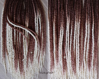 Ombre Wool Dreads, Double Ended Dreadlock Extensions, Brown Dreads "Eagle", 15+ DE