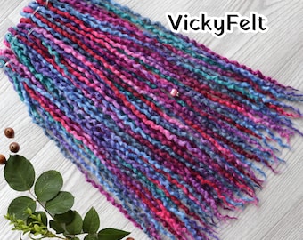Wool Dreadlock Extensions, Thin Wavy Double Ended Dreads, 10 DE - Full Set, Hair Extensions