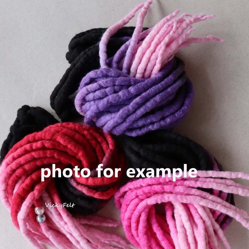 Wool Dreads Ombre 15 DE to Full Set Dreadlocks Extensions length 14 to 32 inches Berry mood image 10