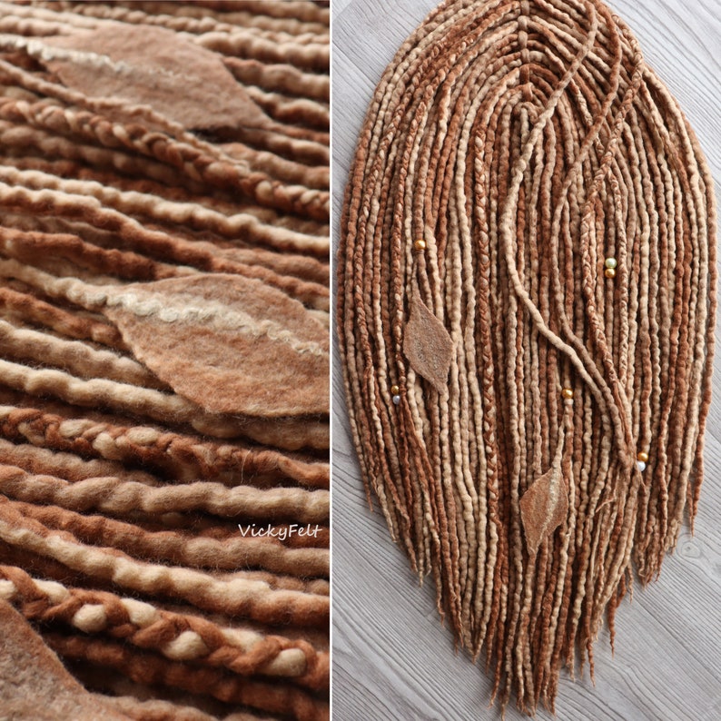 23-26 Wolle Dreads Erweiterungen Dreadlocks 10 bis 50 DE Doppelendige Dreads Einzigartige set sofort versandfertig. Schattierungen von beige und braun Bild 1