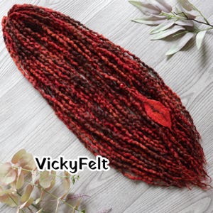 Thin Wavy Wool Dreads dreadlocks 10 DE to full set double ended extensions Brown Red Terracotta