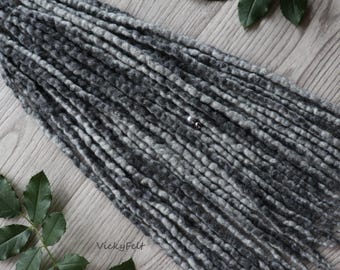 Grey Wool Dreads, Dreadlock Extensions, Double Ended Dreads, choose the length 14 to 29 inch
