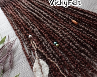 Wool Dreadlocks, Dread Extensions, Brown Wavy Double Ended, braid in dreads, 15 DE - FullSet