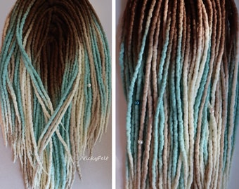 DE Ombre Wolle Dreads 15 bis 60 Stk. Dreadlocks Full Set 14-32 Zoll Doppelend braune Wurzeln