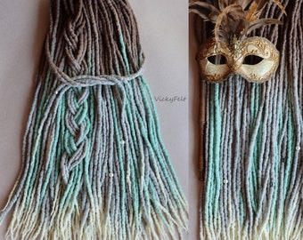 Ombre Woll dreads 15-60 Stk. Dreadlocks 14-32 Zoll DE doppelendige Wollverlängerungen Braun bis Mint oder Grau