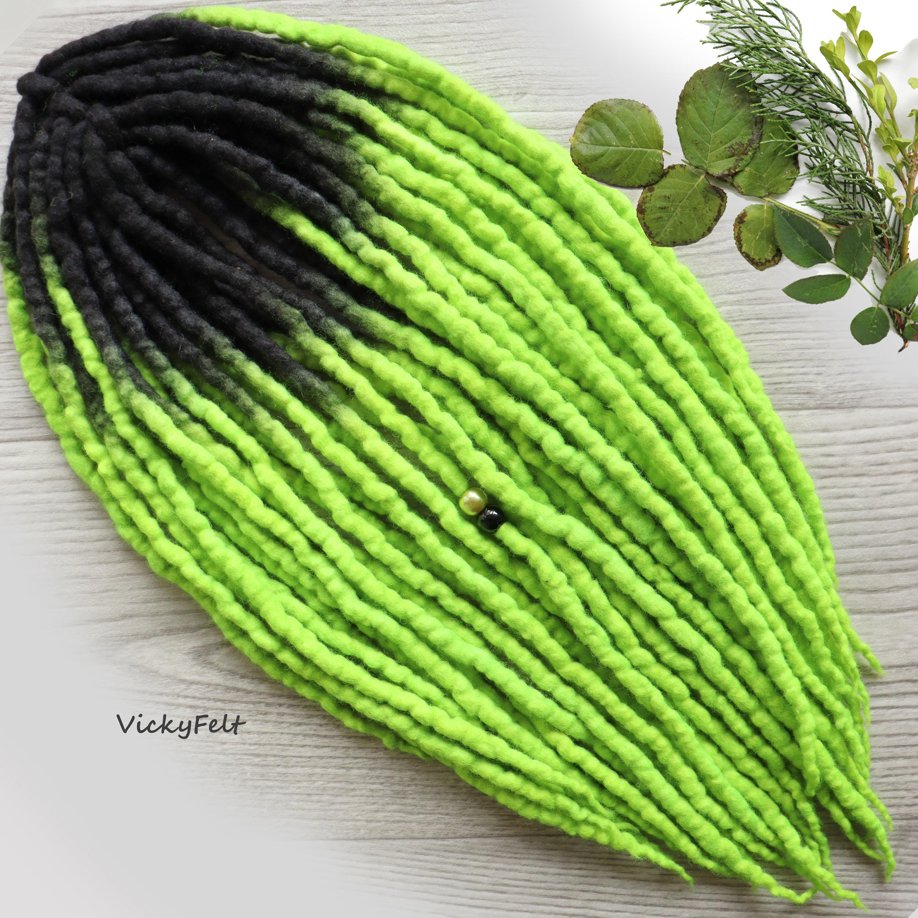 Neon Green Ombre Synthetic Hair twist and seal dread Extensions - Amazon.com : Neon Green Ombre Braiding Hair Pre Stretched  main image 2