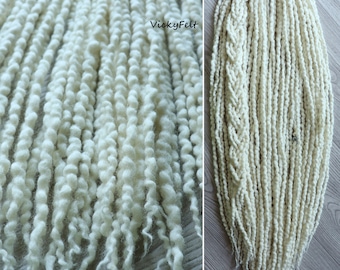 Wavy wool dreads Thin white blonde Dreadlocks extensions Double ended set 10 to 70 DE "Snow" 14 to 29 inches