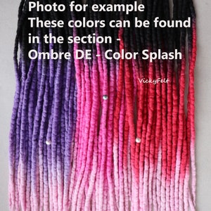 Wool Dreads Ombre 15 DE to Full Set Dreadlocks Extensions length 14 to 32 inches Berry mood image 9