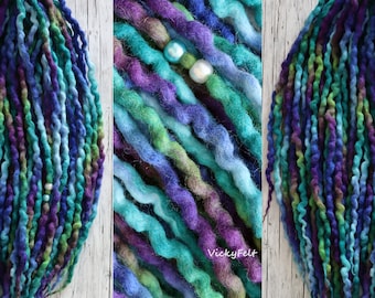 Wolle Dreads 10-60 DE 14 bis 32 Zoll Dreadlocks „Mermaid“ - Blau Grün Lila Lime ombre Herbst gesetzt Dreadlocks