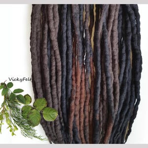 Wool Dreads extensions Dreadlocks Full set MIX Black-Brown Double Ended dreads Сhoose length from 14 to 29 inches
