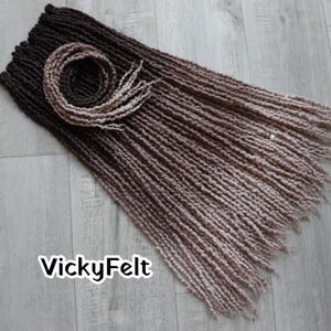 Ombre Wool Dreads: Wavy Dark Brown to Ash Brown Extensions