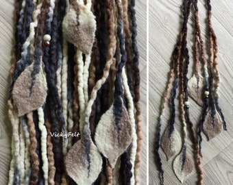 Clip in dreads Decorated dreadlock Wool Dreads extensions - BIRD Feather Available in two lengths 18"/ 24"