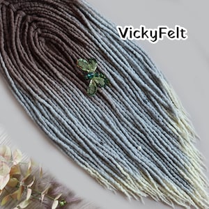 Wool Dreads extensions Dreadlocks Ombre 15 DE to Full Set 14-32 inches DE Dreads double ended Dark blonde &quot;Silver&quot;