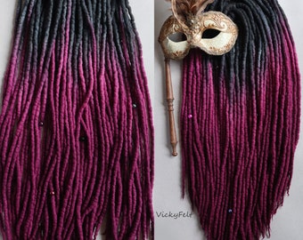 DE Woll dreads Schwarz bis Cabernet 15 bis 60 DE 14 bis 29 Zoll Dreadlocks double ended Full Set Dreads