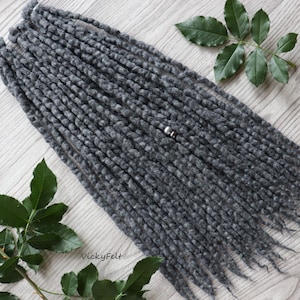 Wool Dreads Dreadlocks Double Ended Gray 10 DE to Ful set Сhoose the length 14 to 29 inches