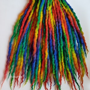 Wool DE dreads extensions rainbow double ended dreadlocks Dreadlocks 10-60 DE 14 to 32 inches Dreadlocks &quot;Rainbow&quot;