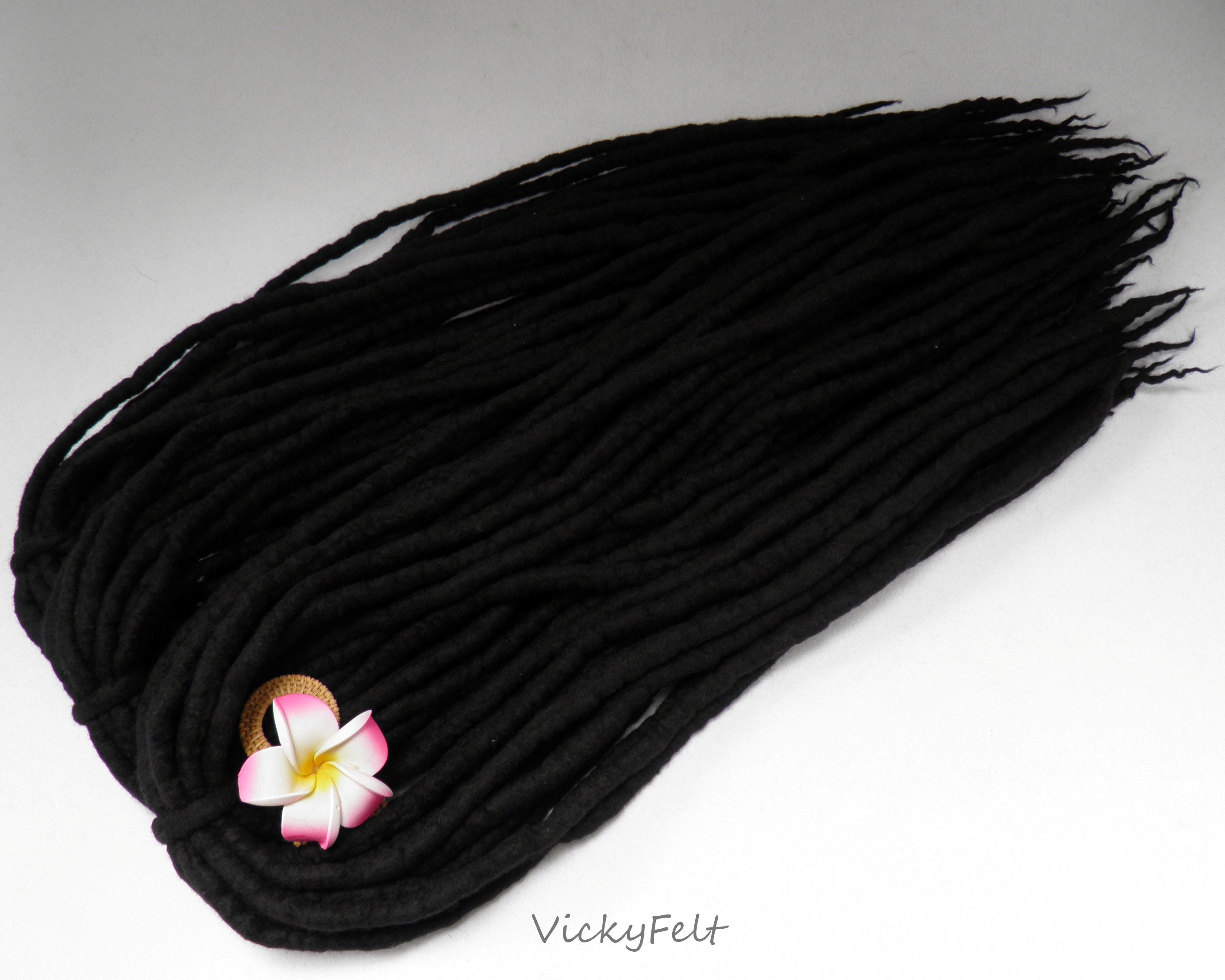 Black wool dreads Full set Dreadlocks DE Double Ended Long Etsy