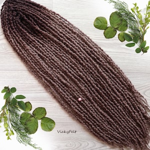 Thin Ombre wool Brown Wavy dreadlocks double ended extensions 15 to 70 DE