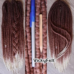 Wool Dreads extensions Ombre Dreadlocks 15 DE to full set Double Ended Set &quot;Chestnut&quot; Length 14 to 32 inches