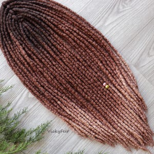 Wool Dreads extensions set 15 DE to full set Dreadlocks Double Ended - Ombre  Brown Chestnut Natural style