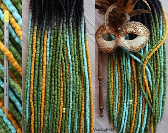 Wolle für Dreadlocks / Dreadlocks Ombre Set von 15 DE bis Fullset Doppelendig, 14 bis 32 Zoll „Wiese“ Braunwurzeln möglich