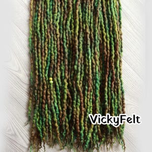 Wool Dreads Extensions: Double Ended dreadlocks, ombre Green Brown - Forest Fairy