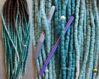 Wolle Dreads Erweiterungen min 15 Stk. zum Vollset 14-32 Zoll Ombre Dreadlocks DE doppelendige Wollverlängerungen Dunkelblond bis Mint