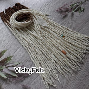 DE Ombre wool dreads Dreadlocks double ended Full Set Dreads brown - natural white wool 14-18, 18-22, 22-26, 26-29, 29-32 inches