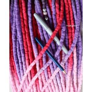 Wool Dreads Ombre 15 DE to Full Set Dreadlocks Extensions length 14 to 32 inches Berry mood image 6