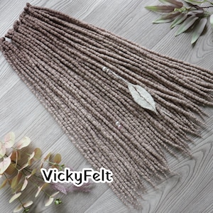 Wool dreads Ombre Ash blonde Dreadlocks double ended extensions 15 DE to Full Set "Pearl-2" Сhoose length 14 to 32 inch
