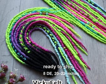 Neon Wool Dreadlock Ponytail, Hair Tie, Ponytail Dreads, Two Available, UV Halloween