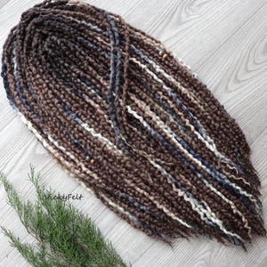 Thin Wool Dreads extensions Dreadlocks 15-70 DE Double ended Mix Wavy, length 14-29 inch