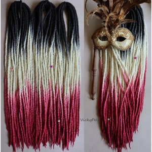 Wool Dreads extensions 15 DE to Full set Dreadlocks wool dreads Ombre 14 to 29 inches Black roots, brown roots on request