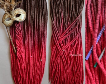 DE Woll dreads Braun bis Himbeere 15 bis 60 psc Dreadlocks doppelend endend Full Set Dreads 14 bis 32 Zoll Ombre