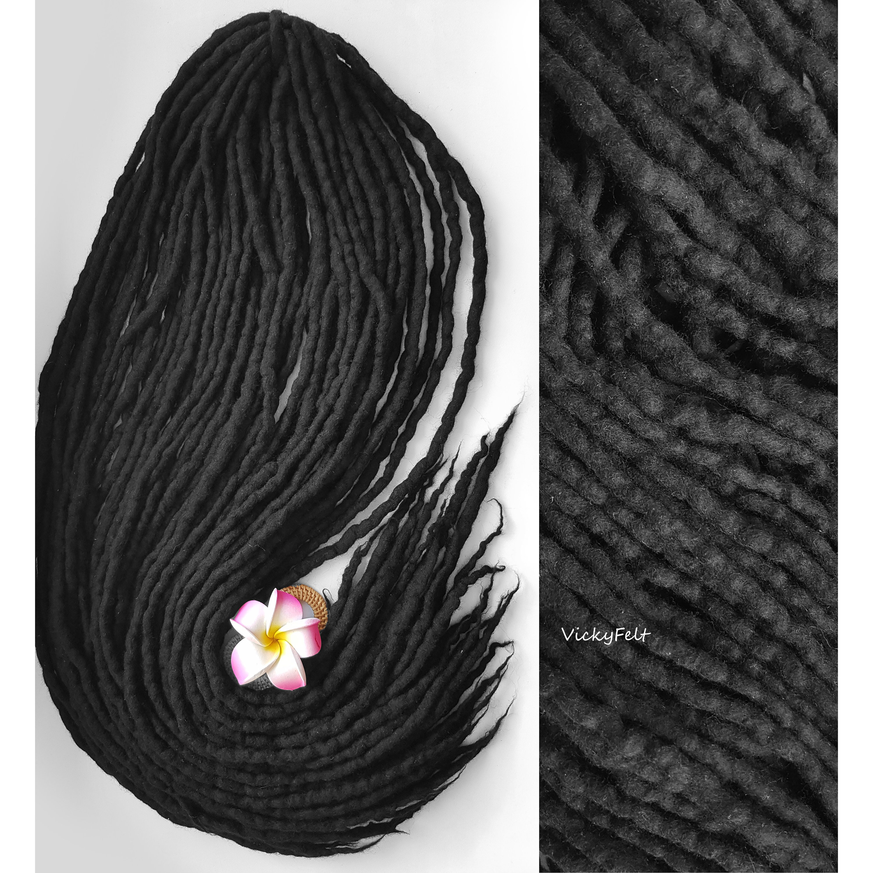 Black Wool Dreads Full Set Dreadlocks DE Double Ended Long Etsy