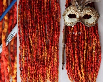 DE Wolle Dreads Herbst Set Dreadlocks 10 - 60 Stück 14 bis 32 Zoll Dreadlocks Ocker Rot Terracotta Orange