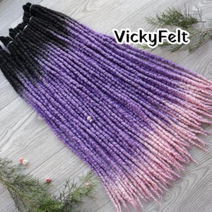 Wool Dreads: Ombre Purple Dreadlocks Extensions - 15 DE to Full Set