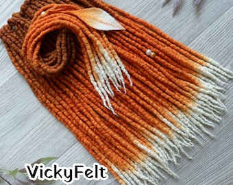 Wool dreads extensions "Red Fox" 15 DE to Full Set  Dreadlocks double ended Dreads 14 to 32 inches Ombre
