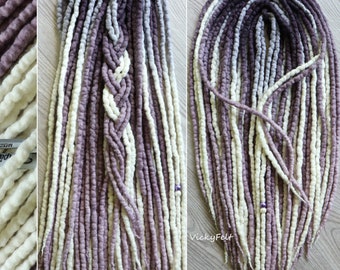 Wolle für Dreads Erweiterungen Dreadlocks Doppelendig 20 DE zu Komplettset „Shades of Purple“